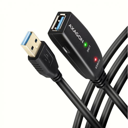 Cablu Axagon ADR-305, USB-A - USB-A, 5m, Black