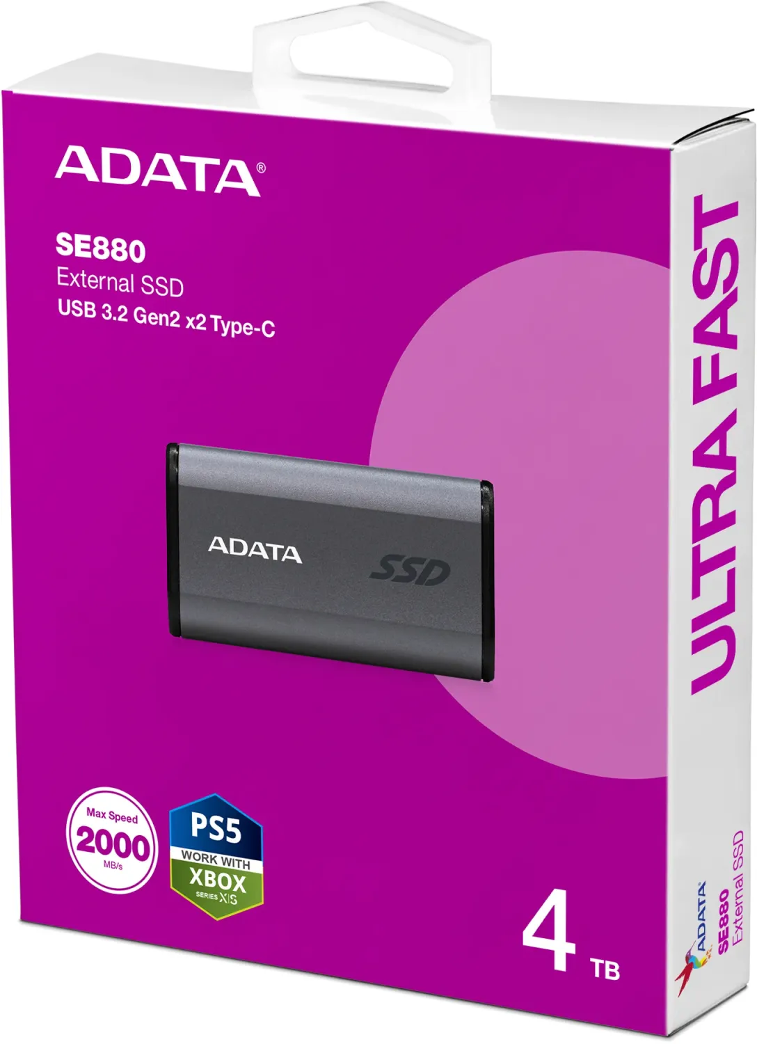 SSD Extern A-Data Elite SE880, 4TB, USB-C, Titanium Gray
