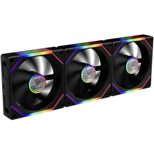 Ventilator Gamidas Aeolus P2 1203, ARGB LED, 120 mm, Black, 3 bucati