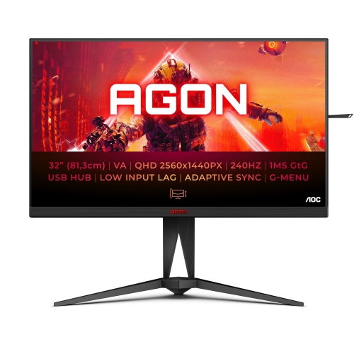 Monitor LED AOC Agon AG325QZN/EU, 31.5inch, 2560x1440, 1ms GTG, Black-Red