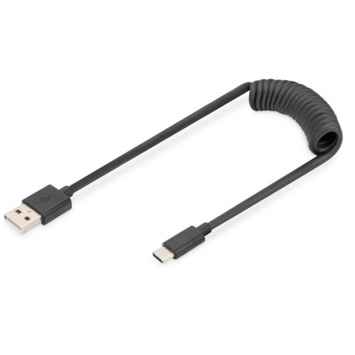 Cablu de date Digitus by Assmann AK-300430-006-S, USB 2.0 male - USB-C male, 1m, Black