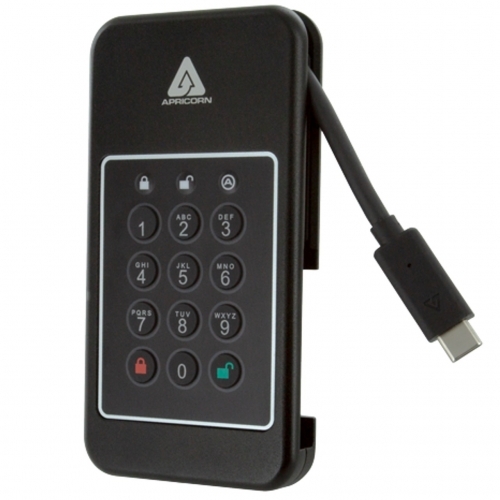 SSD portabil Apricorn Aegis NVX, 500GB, USB-C, Black