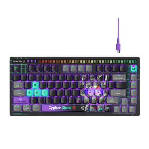 Tastatura A4Tech A75 Cypher Ghost, RGB LED, USB-C, Multicolor