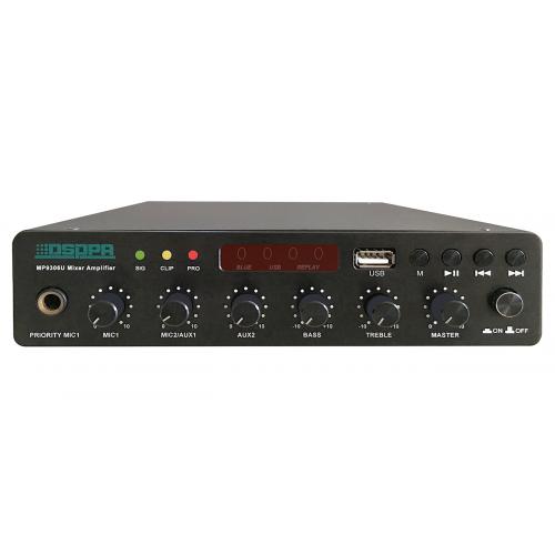 Amplificator cu mixer DSPPA MP9306U Ultra Thin, 60W, 100V, USB/Bluetooth, intrare 2xMIC/2xAUX