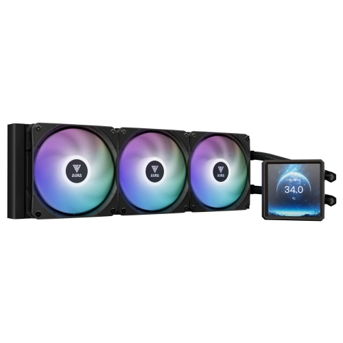 Cooler procesor Gamdias Aura GL360 LCD, ARGB LED, 3 x 120 mm, Black