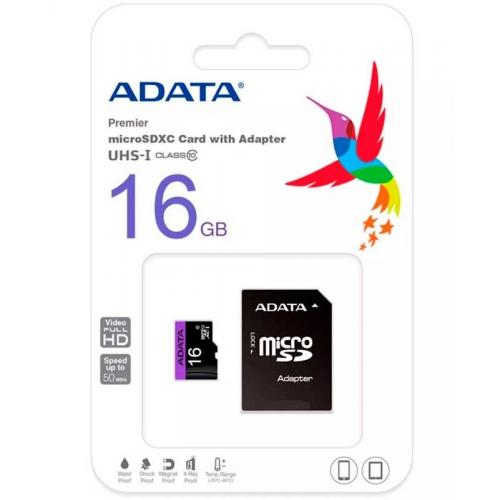 Memory Card microSDHC A-data Premier 16GB, Class 10, UHS-I U1 + Adaptor SD