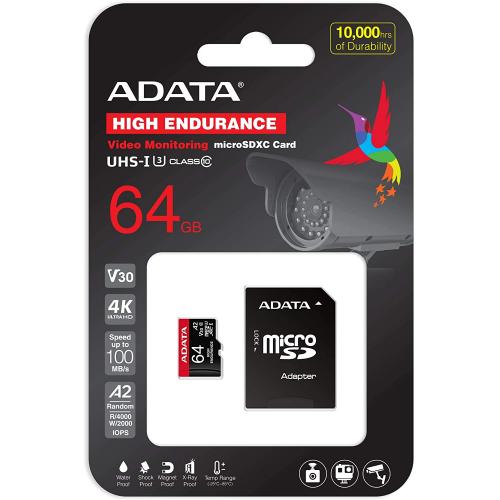Card de Memorie MicroSD ADATA, 64GB, Adaptor SD, Class 10