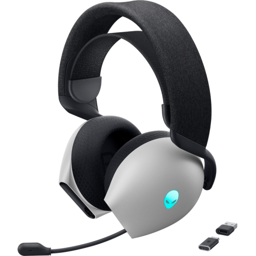 Casti cu microfon Dell Alienware AW725H, USB-C Wireless / Bluetooth / 3.5 mm jack, Lunar Light