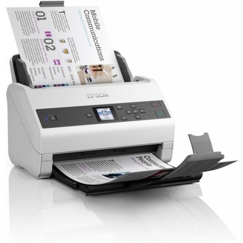 Scanner Epson DS-870, dimensiune A4, tip sheetfed, viteza scanare: 65ppm, rezolutie optica 600x600dpi, ADF 100 pagini, duplex, Fiabilitate ciclu de lucru zilnic 7.000 Pagini,Formate iesire: BMP, JPEG, TIFF, Scanare către multi TIFF, PDF, Scanare către PDF