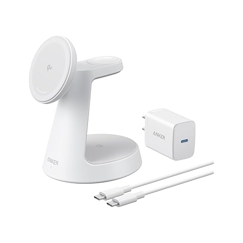 Incarcator Wireless Anker MagGo 3-in-1, 15 W, White
