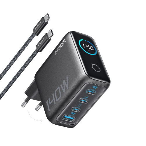 Incarcator retea Anker Zolo, 3 x USB-C, 1 x USB-A, 140 W, Black