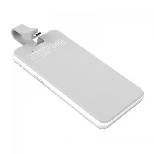 Baterie portabila Hame P1-TY1, 8000mAh, 1x USB, 1x USB-C, White