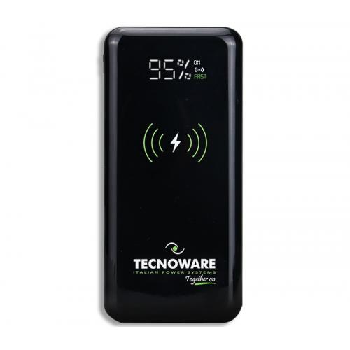 Baterie portabila Tecnoware Wireless, 10000mAh, 2x USB, Black