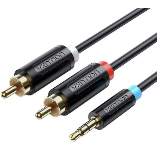 Cablu audio Vention, 3.5 mm jack male - 2 x RCA male, 3 m, Black