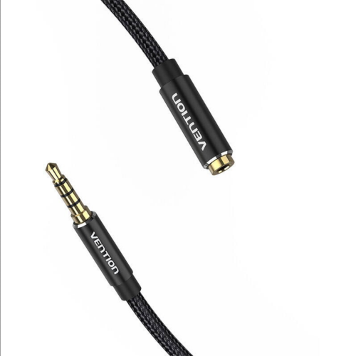 Cablu audio Vention, 3.5 mm jack male - 3.5 mm jack female, 0.5 m, Black