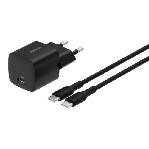 Baterie portabila Belkin BoostCharge, 20000 mAh, 1 x USB-C, + Husa si Adaptor priza, Black