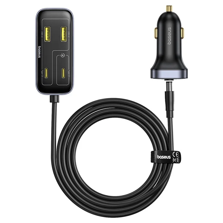 Incarcator auto Baseus BackseatPal L1, 2 x USB-C, 2 x USB-A, 1.5 m, Black