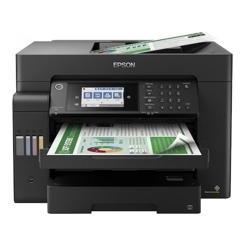 Multifunctional inkjet color CISS Epson L15150, dimensiune A3 (Printare, Copiere, Scanare, Fax), duplex, viteza 32ppm alb-negru, 22ppm color, rezolutie 4800x2400 dpi, alimentare hartie 250 coli, scanner CIS rezolutie 2400x1200 dpi, ADF 50 coli, fax memori