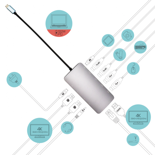 Docking Station I-tec C31NANODOCKPROPD, Grey
