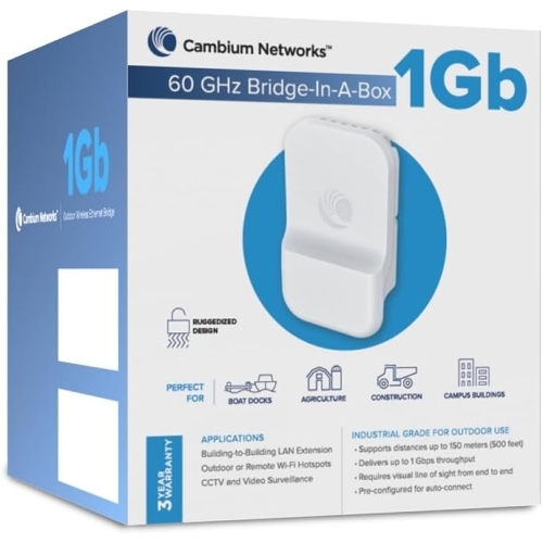 Bridge Extender Cambium Networks 60 GHz Bridge-in-a-Box 1Gb, PoE, White