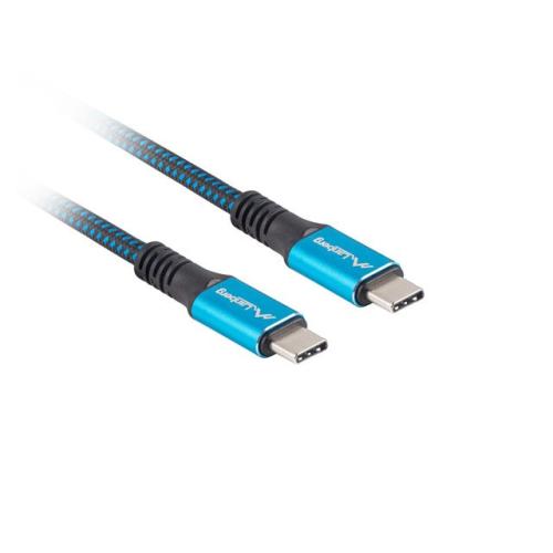 Cablu de date Lanberg CA-CMCM-45CU-0012-BK, USB-C - USB-C, 0.12m, Blue