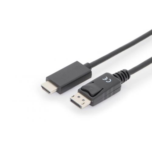 Cablu ASSMANN interlock, Displayport Male - HDMI Male, 1m, Black