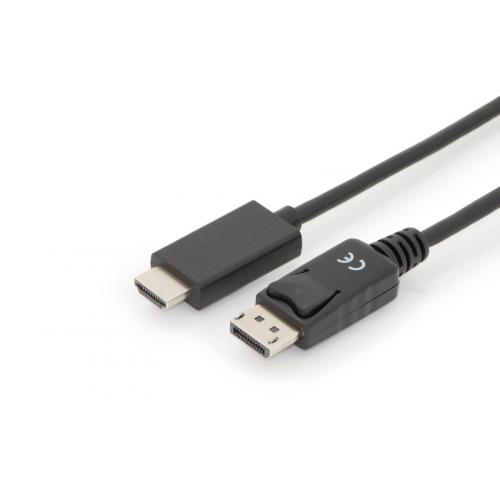 Cablu ASSMANN interlock, Displayport Male - HDMI Male, 2m, Black