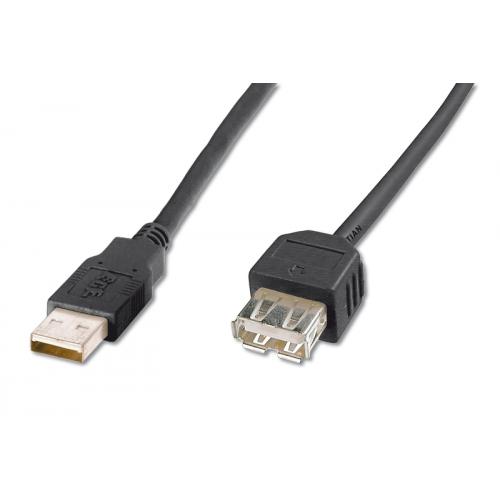 Cablu ASSMANN USB 2.0 Male - USB 2.0 Female, 3m, Black