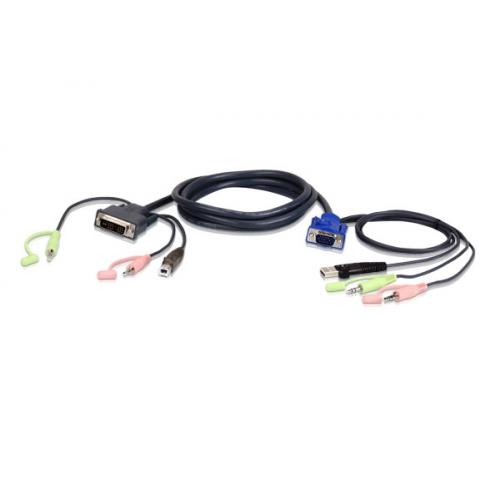 Cablu ATEN 2L-7DX3U, USB + VGA - DVI-I + KVM + audio, 3m, Black