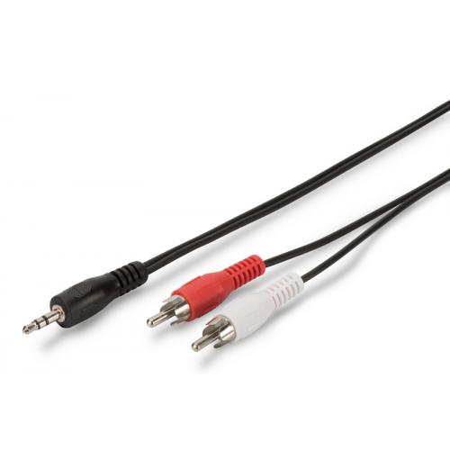Cablu audio ASSMANN, 3.5mm - 2x RCA, 2.5m, Black