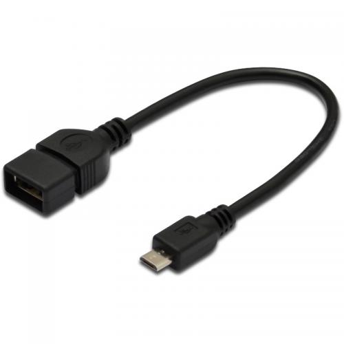 Cablu de date Assmann OTG AK-300309-002-S, USB - micro USB, 0.2m, Black