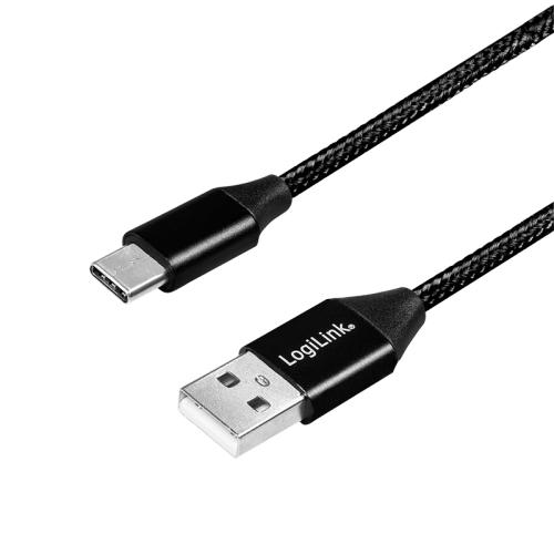 Cablu de date Logilink CU0139, USB 2.0 - USB-C, 0.3m, Black