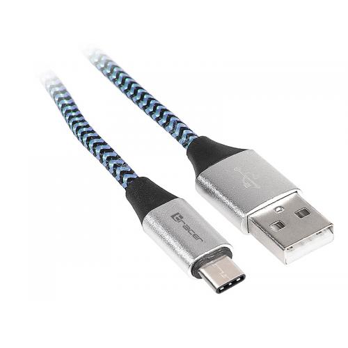 Cablu de date Tracer, USB 2.0 - USB-C, 1m, Black-Blue