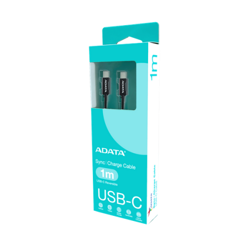 Cablu de date A-Data CACC-100PN-BK, USB-C male - USB-C male, 1 m, Black