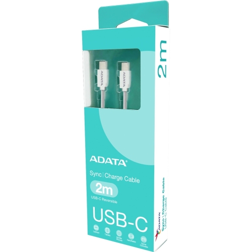 Cablu de date A-Data CACC-200PN-WH, USB-C male - USB-C male, 2 m, White