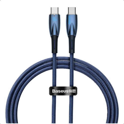 Cablu de date Baseus Glimmer, USB-C male - USB-C male, 1m, Blue