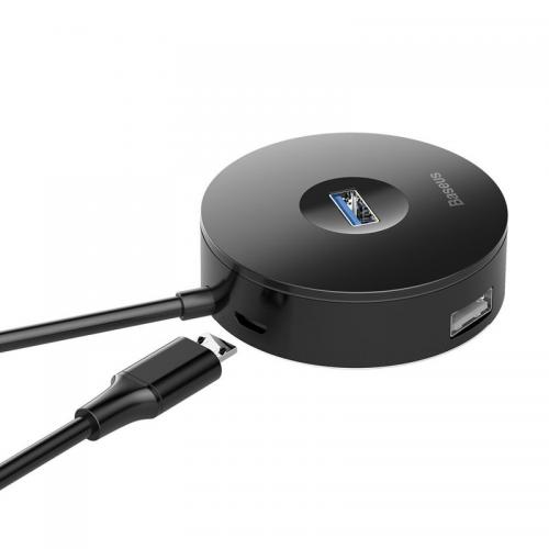 Hub USB Baseus Round Box, 1x USB 3.2 gen 1, 3x USB 2.0, Black