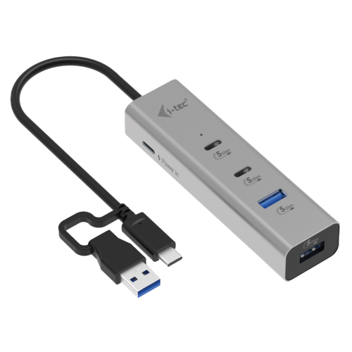Hub USB I-TEC CAHUBMETAL2A2CPD, 3 x USB-C, 2 x USB-A, Silver