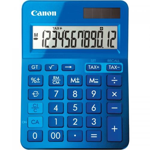 Calculator birou Canon LS123KBL albastru, 12 digiti, ribbon, display LCD, functie business, tax si conversie moneda