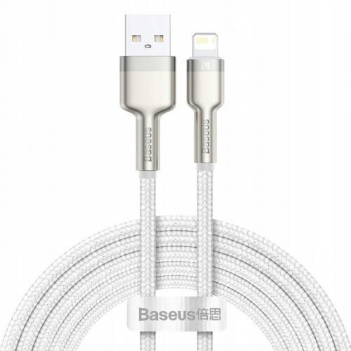 Cablu de date Baseus Cafule Metal, Fast Charging, CALJK-B02, USB - Lightning, 2m, White