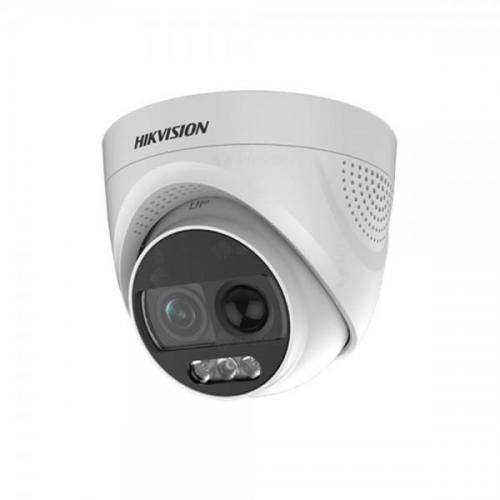 Camera supraveghere Hikvision TURBO X ColorVu turret DS-2CE72DFT-PIRXOF28(2.8mm); 2MP, ColorVu, imagini color 24/7, detectie PIR, alarma audio si alarma vizuala cu flash de lumina rosu si albastru, rezolutie: 1920 × 1080@25FPS, iluminare: 0.0005 Lux @ (F1