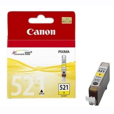 Cartus cerneala Canon CLI-521Y, yellow, 9ml / 505 pagini, pentru Canon MX860, Pixma IP3600, Pixma IP4600, Pixma IP4700, Pixma MP540, Pixma MP550, Pixma MP560, Pixma MP620, Pixma MP630, Pixma MP640, Pixma MP980, Pixma MP990, Pixma MX870.