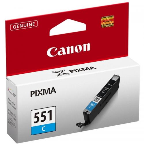 Cartus cerneala Canon CLI-551C, cyan, capacitate 7ml, pentru Canon Pixma IP7250, Pixma IP8750, Pixma IX6850, Pixma MG5450, Pixma MG5550, Pixma MG6350, Pixma MG6450, Pixma MG7150, Pixma MX925.