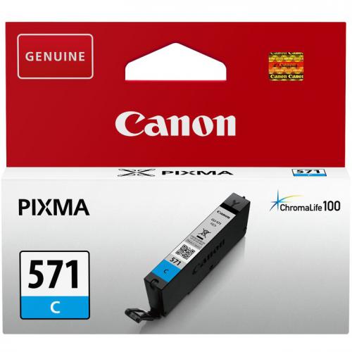 Cartus cerneala Canon CLI-571C, cyan, capacitate 7ml, pentru Canon Pixma MG6850/MG6851, Canon Pixma MG5750/MG5751, Canon Pixma MG7750/MG7751/MG7752.