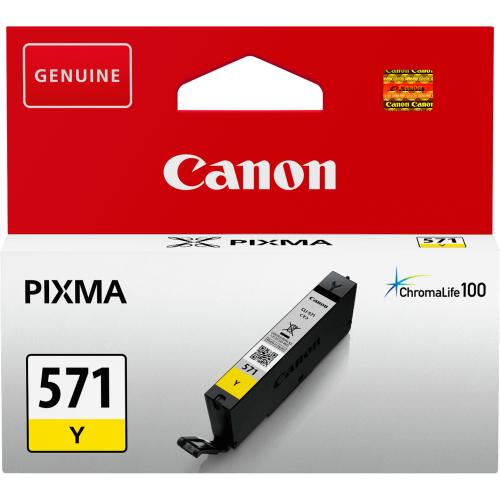 Cartus cerneala Canon CLI-571Y, yellow, capacitate 7ml, pentru Canon Pixma MG6850/MG6851, Canon Pixma MG5750/MG5751, Canon Pixma MG7750/MG7751/MG7752.