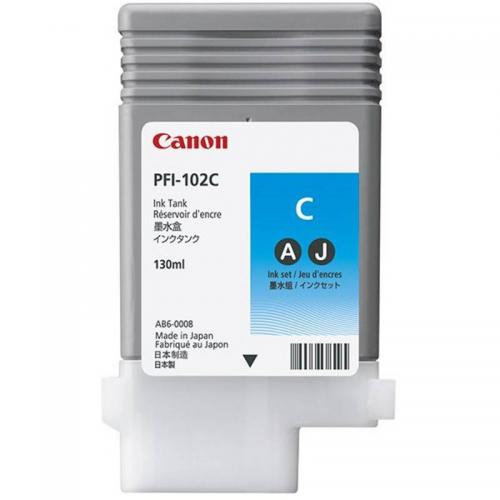 Cartus cerneala Canon PFI-102C, cyan, capacitate 130ml, pentru Canon LP17, LP24, iPF500, iPF6X0, iPF7X0.