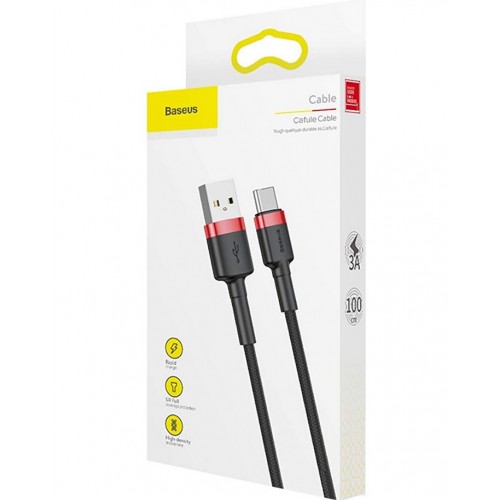 Cablu de date Baseus CATKLF-B91, USB male - USB-C male, 1m, Black-Red
