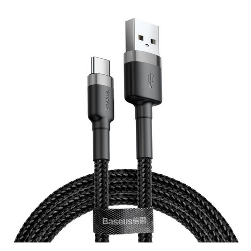 Cablu de date Baseus Cafule, USB male - USB-C male, 3m, Black