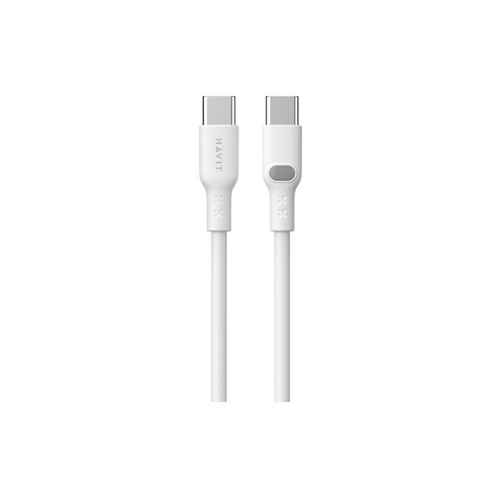 Cablu de date Havit CB6280, USB-C male - USB-C male, 1 m, White