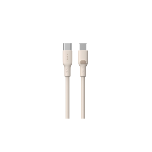 Cablu de date Havit CB6284 2.0m, USB-C male - USB-C male, 2 m, Beige